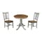 International Concepts Round 30 in Rd Top Pedestal Table, 2 San Remo Chairs, Hickory/Stone, 30 in W, 30 in L, 29.1 in H K41-30RT-C10-2 - alternate 1